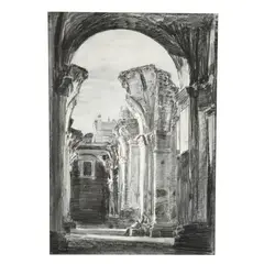 View of Roman Ruins by Philip Moose, Wash and watercolor over chalk, sold Mar 2025