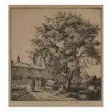 Agrarian Landscape by Harold Thornton, Etching and drypoint, sold Mar 2025