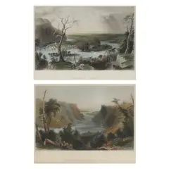 Niagara Falls / Harper's Ferry (Two Works) by William Henry Bartlett, Hand-colored wood engravings, sold Mar 2025