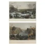 Niagara Falls / Harper's Ferry (Two Works) by William Henry Bartlett, Hand-colored wood engravings, sold Mar 2025