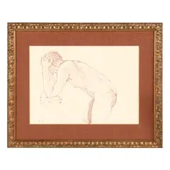 Sketch of a Nude by Philip Moose, Ink on paper, sold Mar 2025