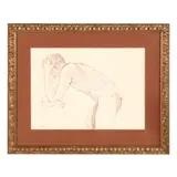 Sketch of a Nude by Philip Moose, Ink on paper, sold Mar 2025