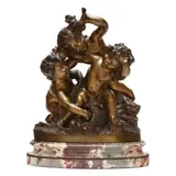 Three Putti with Flowers by Charles Raphaël Peyre, Patinated bronze, sold Mar 2025