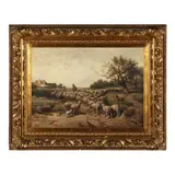 Shepherd with Flock by Frank Brissot, Oil on canvas, sold Mar 2025