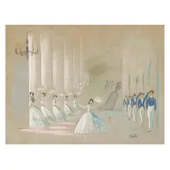 Scenic Design for a Ballet by Cecil Beaton, Pastel and pencil on Strathmore toned blue paper, sold Mar 2025
