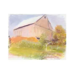 Gary's Barn, Centered by Wolf Kahn, Pastel on paper, sold Mar 2025