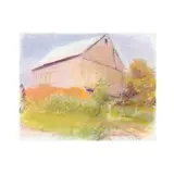 Gary's Barn, Centered by Wolf Kahn, Pastel on paper, sold Mar 2025