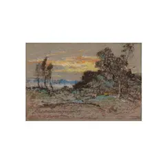 Landscape at Sunset by Elliott Daingerfield, Pastel on paper, sold Mar 2025