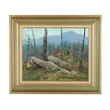 Rocks and Mountains by Philip Moose, Oil on board, sold Mar 2025