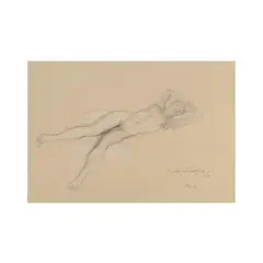 Reclining Nude by John Koch, Pencil and chalk on paper, sold Mar 2025