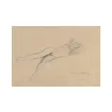Reclining Nude by John Koch, Pencil and chalk on paper, sold Mar 2025