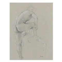 First Study for 'The Bath' No. II by John Koch, Pencil and chalk on paper, sold Mar 2025