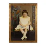 Portrait of a Young Girl with Book by Florence Julia Bach, Oil on canvas, sold Mar 2025