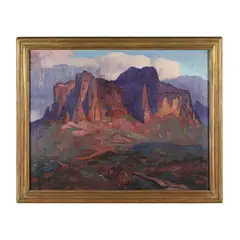 Superstition Mountain by Carl Redin, Oil on canvas, sold Mar 2025
