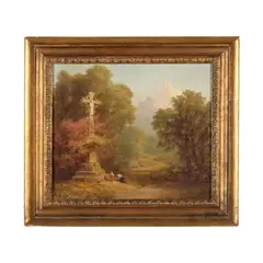 Supplicants by a Wayside Cross by Russell Smith, Oil on canvas (lined), sold Mar 2025