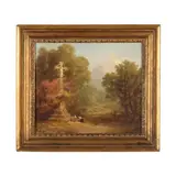 Supplicants by a Wayside Cross by Russell Smith, Oil on canvas (lined), sold Mar 2025