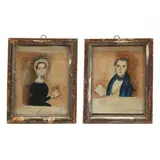 Miniature Portrait Pair of Mr. and Mrs. John Cullen by Thomas Skynner, Graphite and watercolor on paper, sold Mar 2025