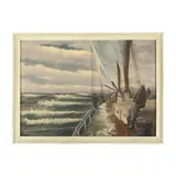 Sailing in Rough Waters by M. Charles, Oil on canvas, sold Feb 2025