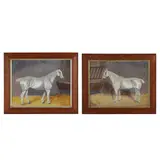 Pair of White Racehorse Portraits by H. Armstrong, Oil on canvas, sold Feb 2025