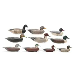 Rig of Ten Decoys by John Hamilton, Carved and painted wood, sold Feb 2025