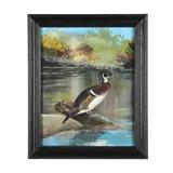 Standing Wood Duck by Duane Raver Jr., Acrylic on canvas panel, sold Feb 2025