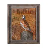 Calling Quail by Duane Raver Jr., Acrylic on artist board, sold Feb 2025