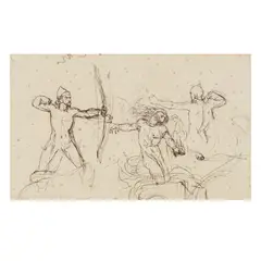 Joan of Arc , Study by William Etty, Ink on paper drawing, sold Feb 2025