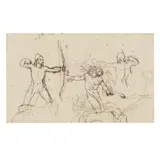 Joan of Arc , Study by William Etty, Ink on paper drawing, sold Feb 2025