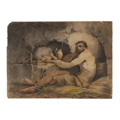 Illustration from Sterne's Sentimental Journey by George Shepherd, Watercolor and pencil on paper, sold Feb 2025