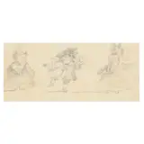 Caricature of Three Figures by George Dance the Younger, Graphite on paper, sold Feb 2025