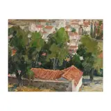 Over the Village by Rebecca Patman, Oil on panel, sold Feb 2025