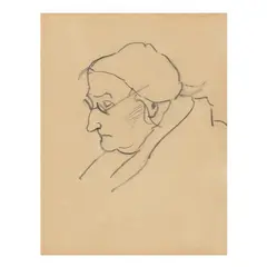 Portrait of Fannie Leonhardt Haynes Alexander by James Augustus McLean, Graphite on paper, sold Feb 2025