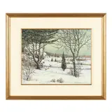 Winter Landscape with Foxes by Theodore Victor Carl Valenkamph, Oil on artist board, sold Feb 2025