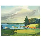 Atwood Lake from "The Glens by Chester Bratten, Watercolor on paper, sold Feb 2025