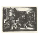 Small Town Lights by Philip Evergood, Lithograph, sold Feb 2025
