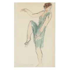 Portrait of Isadora Duncan by Abraham Walkowitz, Graphite and watercolor on paper, sold Feb 2025