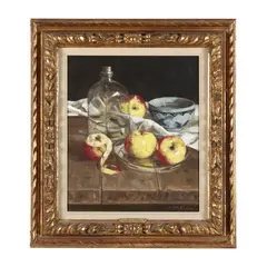 Still Life with Apples by Ludwig Platzöder, Oil on masonite, sold Feb 2025