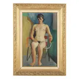 Apunte De La Modelo by José Requena, Oil on paper board, sold Feb 2025