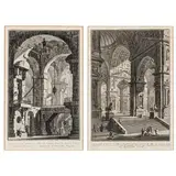 Carcere oscura' und 'Galleria grande di Statue... by Giovanni Battista Piranesi, 1743, etching, sold Nov 2022