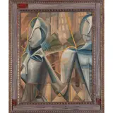 Ohne Titel (Kubistische Komposition) by Léon Eygelshoven, 1940, oil, sold Nov 2022