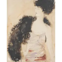 Mädchen mit Pelz-Boa by Otto Dix, 1924, watercolor, sold Nov 2022