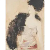 Mädchen mit Pelz-Boa by Otto Dix, 1924, watercolor, sold Nov 2022