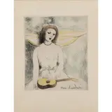 Jeune fille à la guitarre by Marie Laurencin, 1946, etching, sold Nov 2022