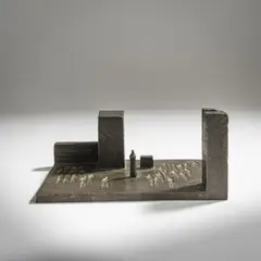 Skulptur 'Bühnenbild', ca by Joachim Berthold, 1970, bronze, sold Dec 2021