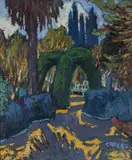 Ohne Titel (mediterrane Parkansicht), ca. 1992 by Carlos Diaz, oil on canvas, sold Dec 2021