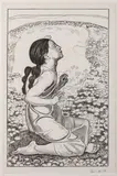 Frühlingssehnsucht: Kniendes Mädchen nach rechts', ca. 1910 by Ferdinand Hodler, lithograph, sold Dec 2020