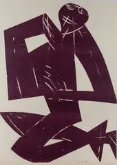 Kniender Pan by HAP Grieshaber, 1963, woodcut, sold Dec 2020