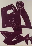Kniender Pan by HAP Grieshaber, 1963, woodcut, sold Dec 2020