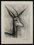 Ohne Titel (Reh) by Bernard Buffet, 1950, drypoint, sold Jun 2020
