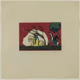 Zwei Reiter vor Rot by Wassily Kandinsky, 1911, woodcut, sold Jun 2020
